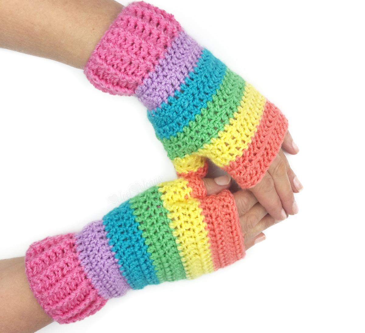 Long cheapest Fingerless Gloves- Elbow Length- Pastel Rainbow