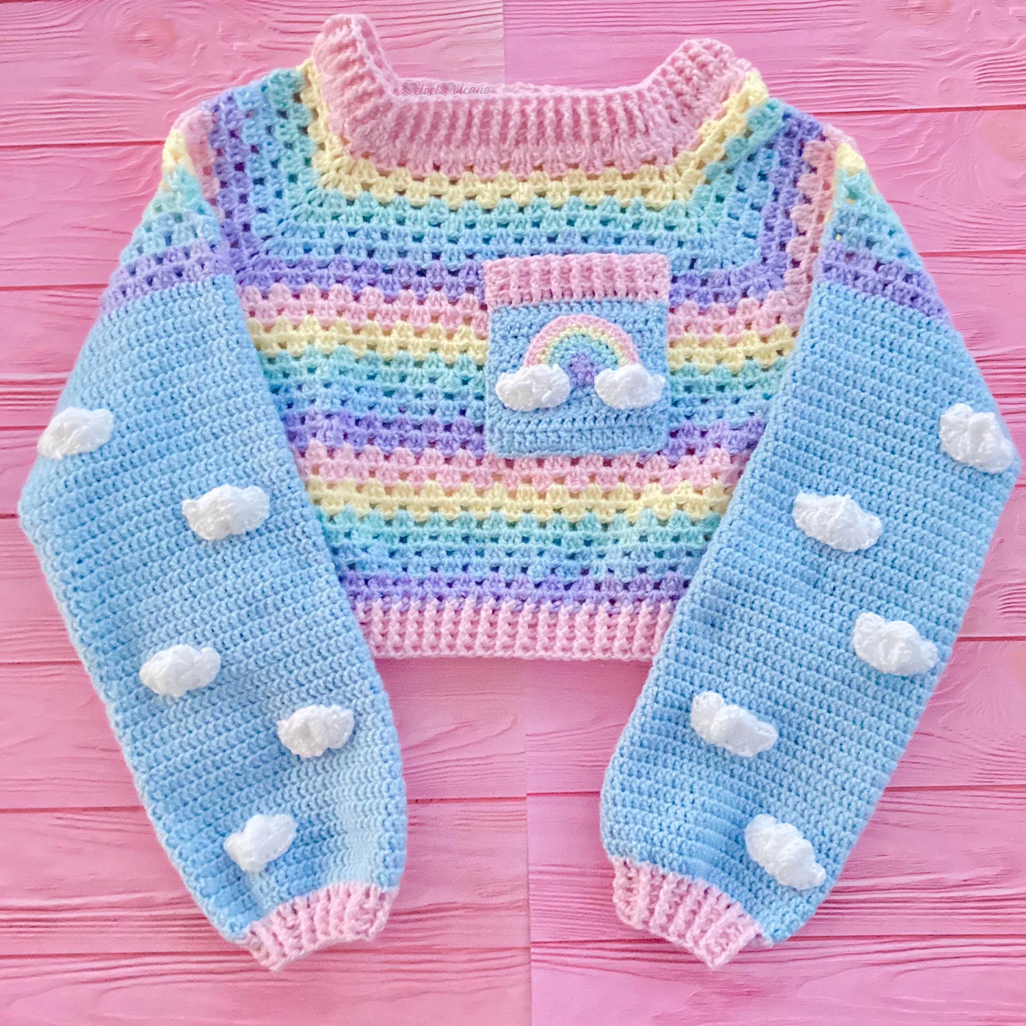 Rainbow crochet sweater best sale