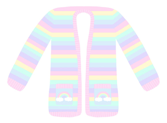 Custom Ultra Pastel Rainbow Striped Cardigan for Rin