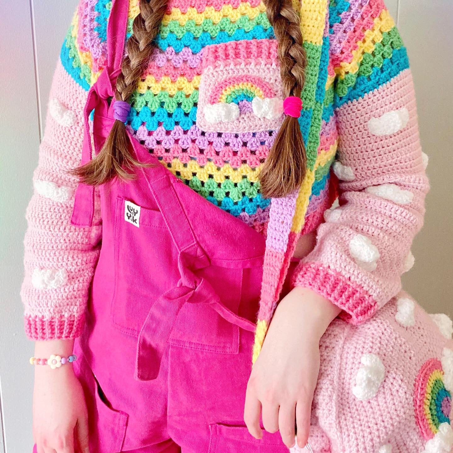 Cropped Pastel Rainbow Cloud Jumper Kawaii Crochet Sweater by VelvetVolcano