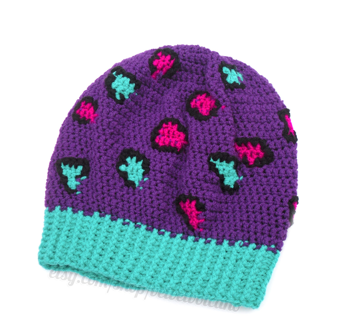 Leopard Print Slouchy Beanie - Custom Colour Crochet Animal Print Hat ...